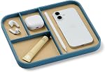 Nordik Leather Valet Tray - Nordik Blue - 30 x 20 cm - Large-Sized Vegan Leather Tray - Stylish Nightstand Organizer for Men - Modern Bedside Caddy - EDC Catchall for Keys Watch Wallet Jewellery