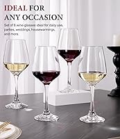 Vista 5 de OJA Juego de 8 copas de vino tinto o blanco de 12 onzas, gruesas, transparentes, copas de vino de tallo largo, perfectas para fiestas, hogar