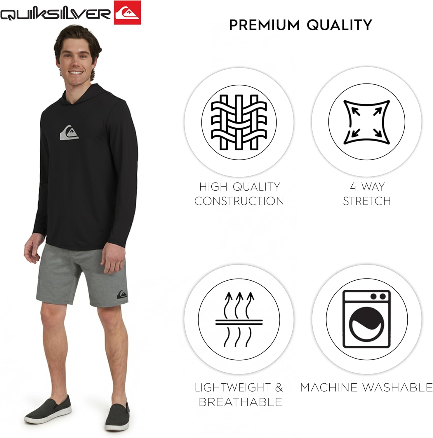 Quiksilver Men's Swimwear Regular Fit UPF 50 Sun Tee Hooded Rash Guard Shirt (S-XXL) - Image 4