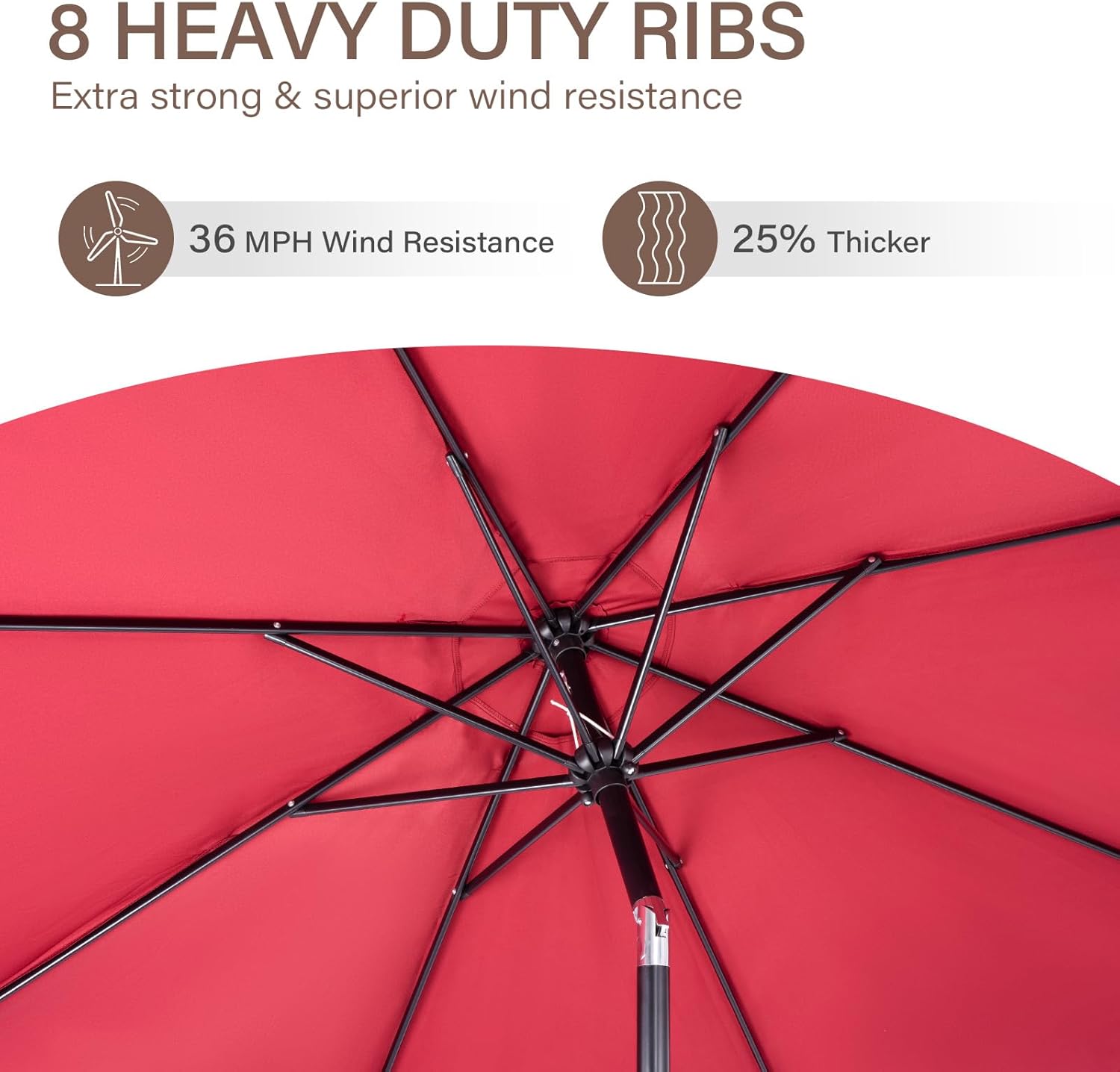 9 Ft Red UV Resistant Polyester Patio Umbrella with Crank and Tilt