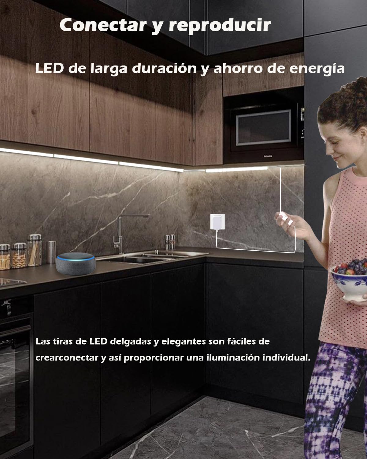 Cefrank Iluminación LED Bajo Gabinete 6 Unidades 30cm Barras de Luz Interconectables para Gabinete, Cocina, Estante, Banca de Trabajo, Armario, 1200 Lúmenes, Blanco Cálido 3000K