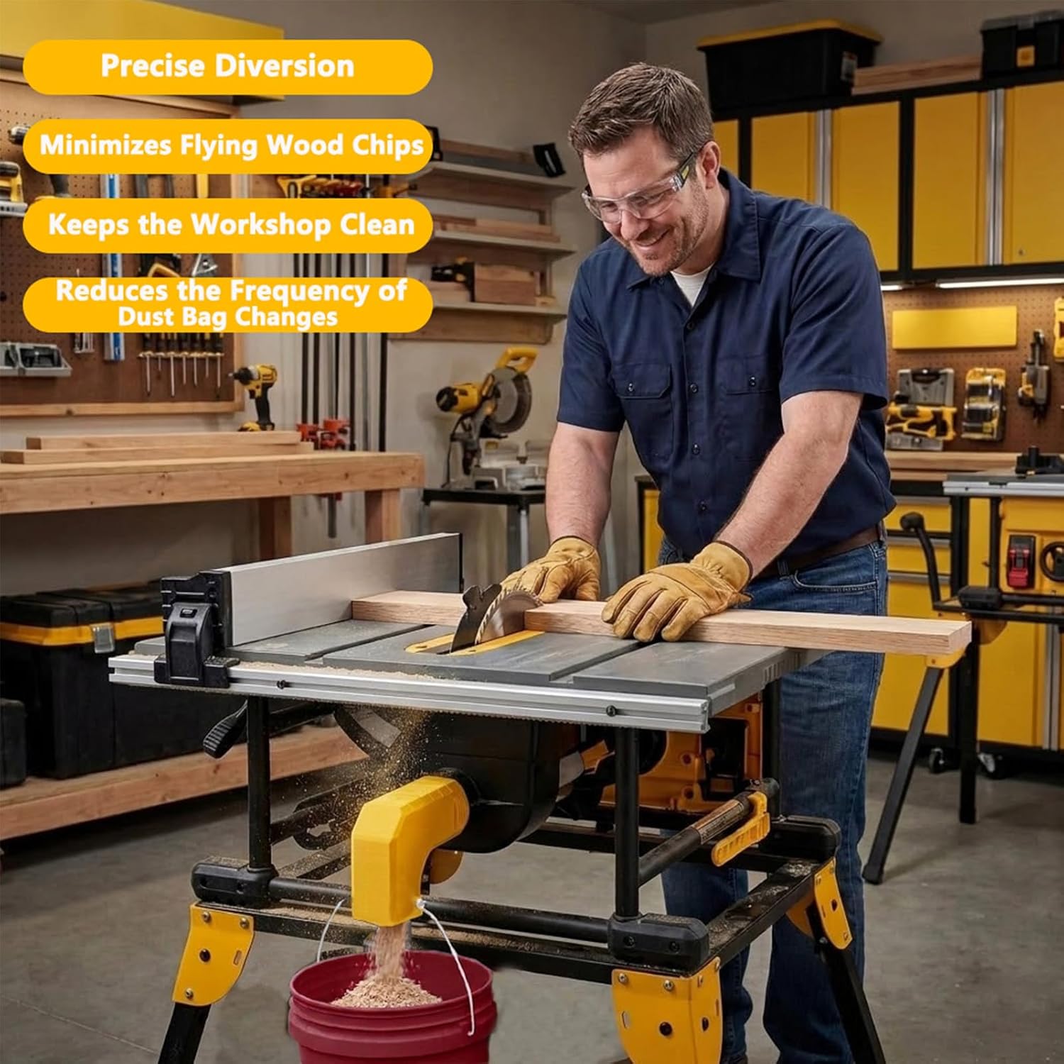 Dust Collection Adapter Compatible with DeWALT DWE7485 Table Saw, Snap-On Dust Port with Hook, Tool-Free Installation, Compact Design for Efficient Sawdust Collection