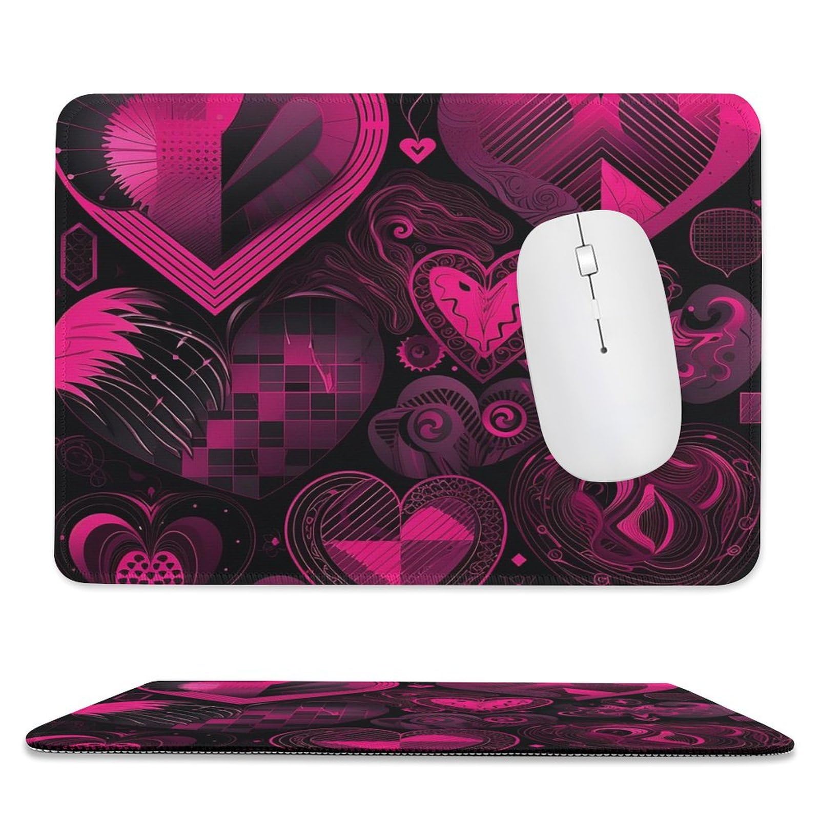 Mouses Pad 7.9"x9.4" Mouses Mat with Non-Slip Rubber Heart Shape Computer Keyboard Mat for Wireless Mouses Gaming Desk Pad for Home 10 X 12in