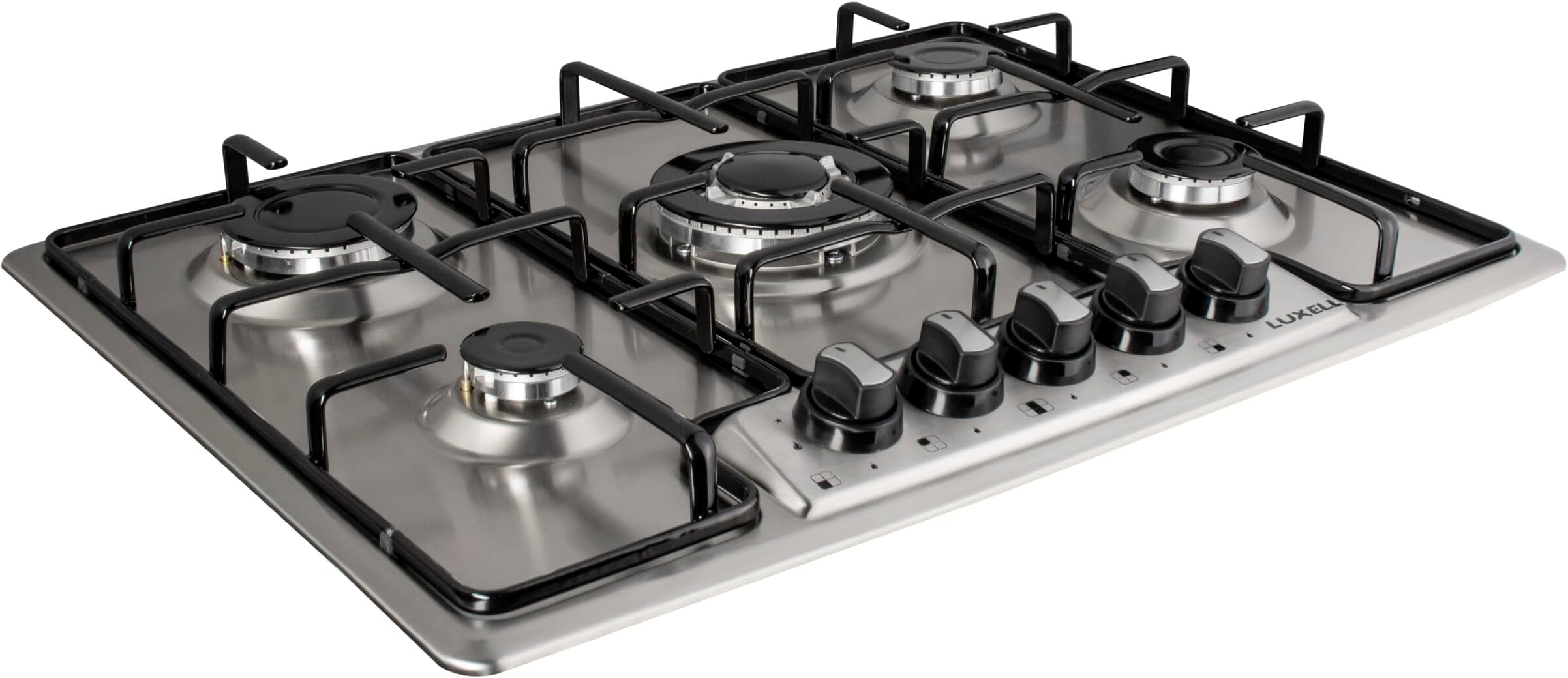 Kumtel Luxell Inox Built-in Hob 5 Burner Made In Turkey, Stainless Steel, Surface dimensions 50.5 × 68 × 8 cm