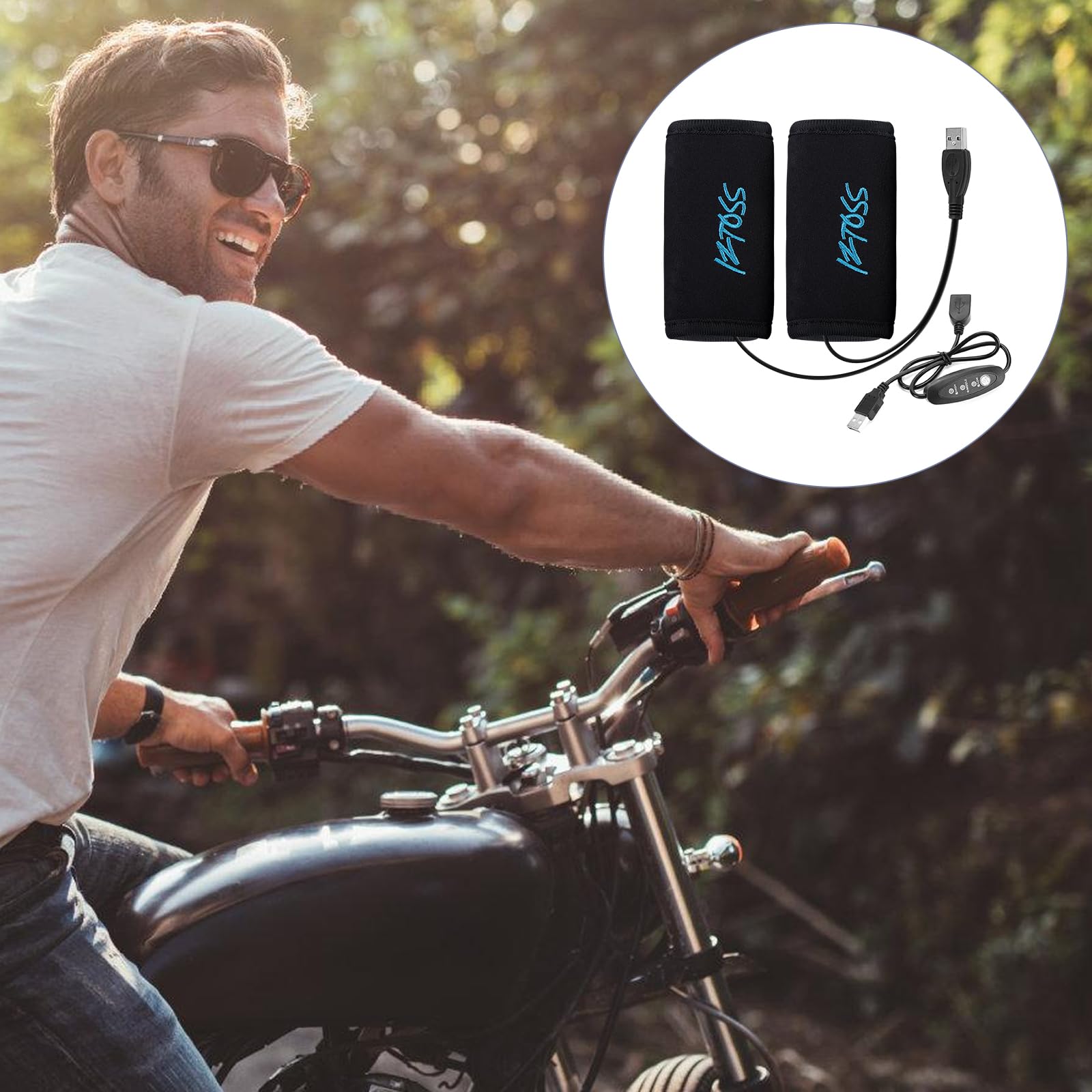 Manopole Riscaldate USB per Moto: 1 Paia Manopole Riscaldanti per Moto E Bicicletta, 5V USB Manopoles Riscaldate Motos, Riscaldamento Motos Grip per Diametro Impugnatura 22-30mm
