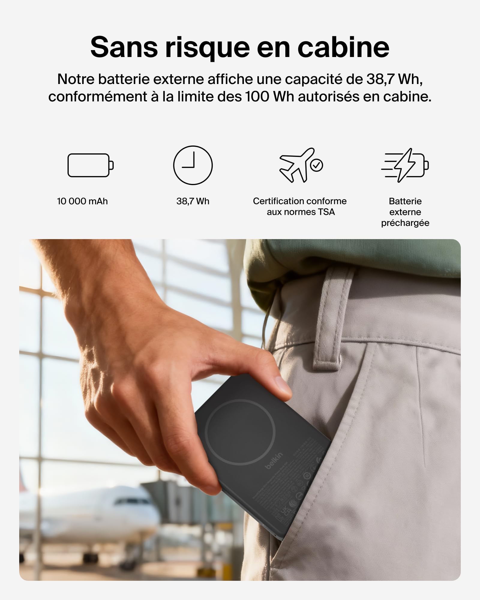 Belkin BoostCharge Batterie Externe Magnétique 10K avec Port USB-C - Noir
