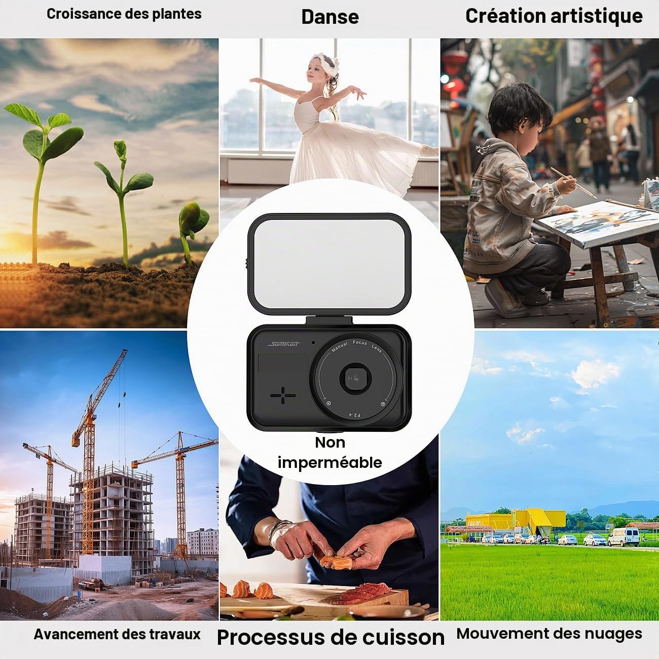 Caméra time-lapse 4K connectée avec éclairage LED [Somikon]