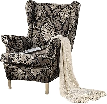 Wingback Chair Slipcovers 2 Piece, Fashion Prints Stretch Spandex Wing Chair Covers for Living Room,Washalbe Armchair Sofa SlipoversF