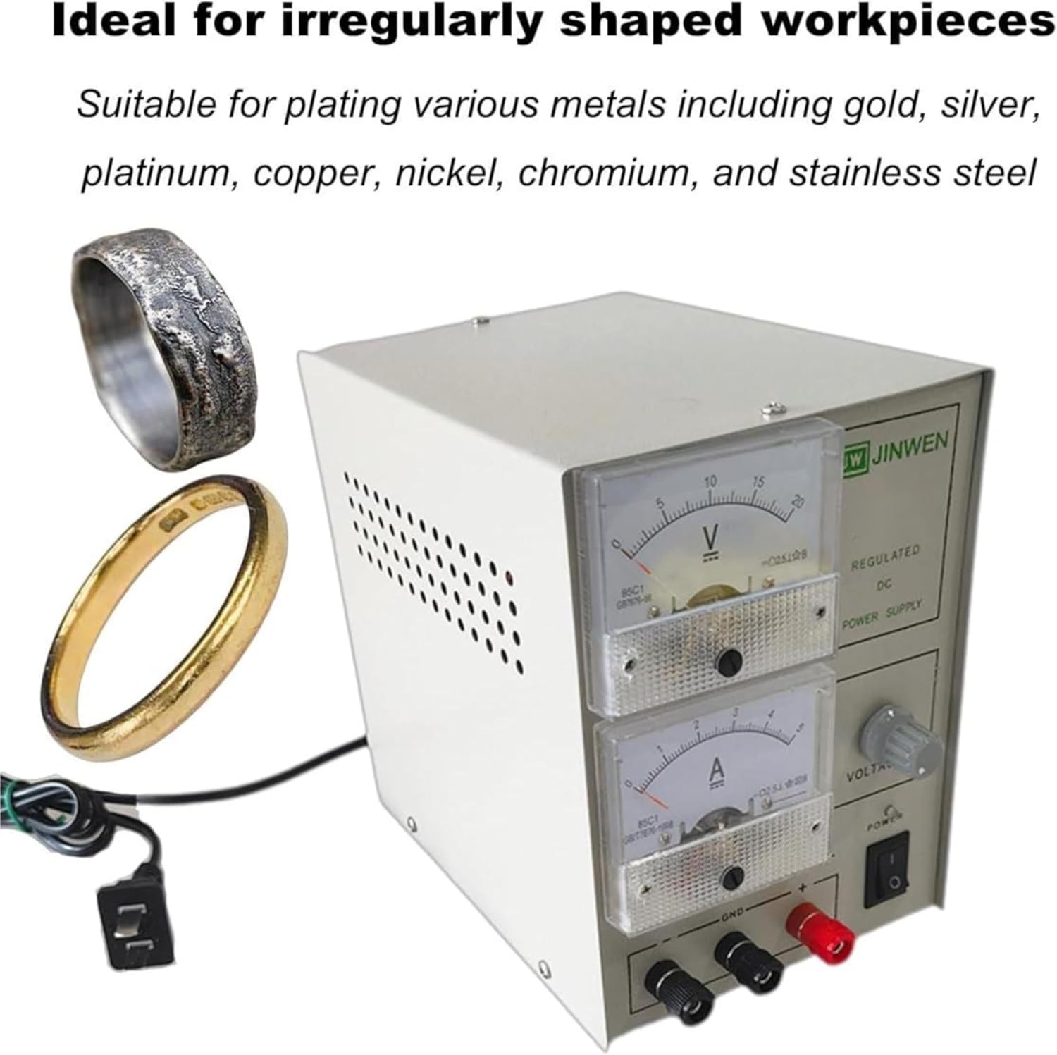 1502 Silver Gold Plating Machine, Jewelry Electroplating Kit, Portable 2A Rhodium Plating Kit for Nickel Chrome Platinum Copper Plating, Jewelry Tools with Voltage Regulation