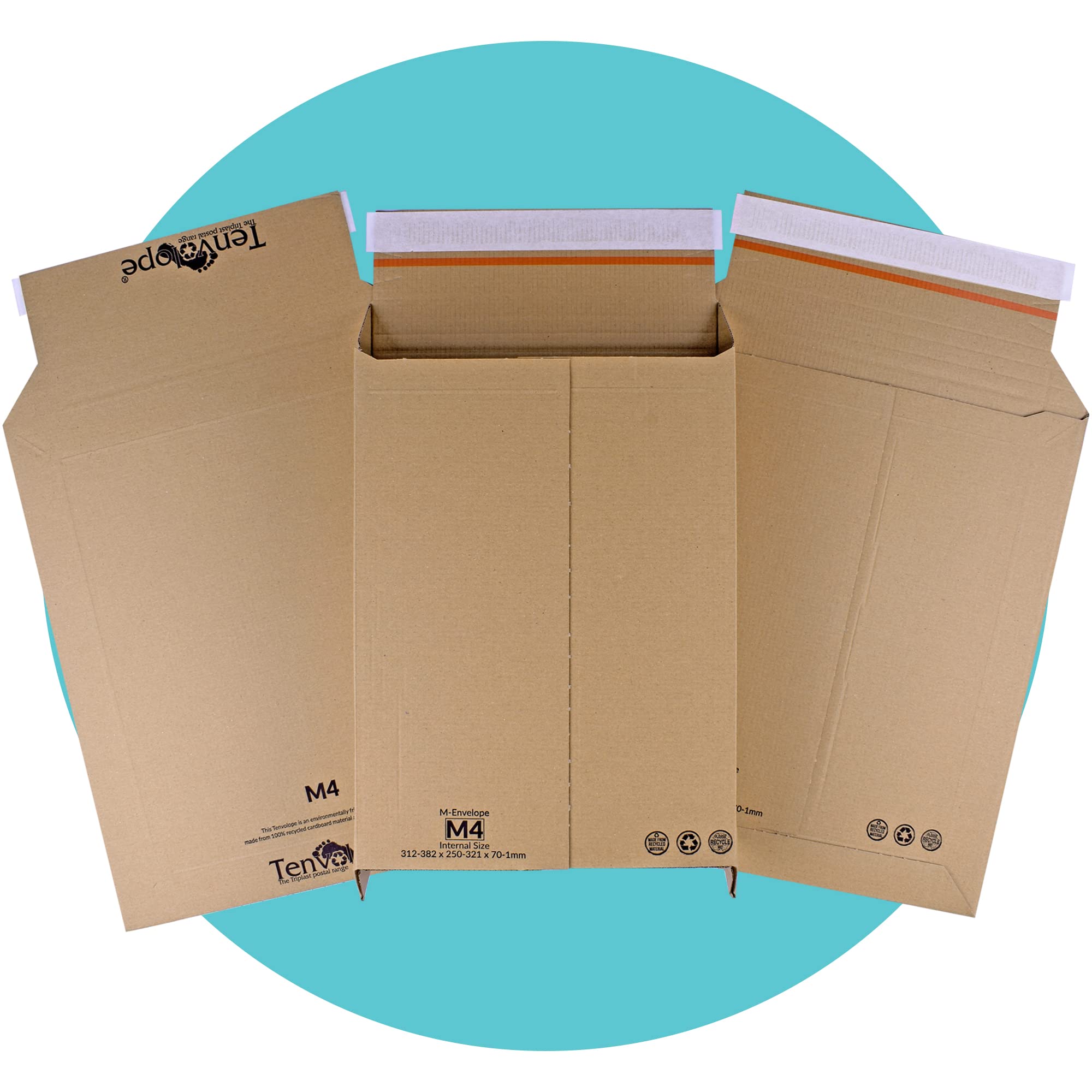 Triplast 10 x M4 Tenvolope M-Envelope (Boxed Size: 312 x 250 x 70mm) | Size Adjustable Amazon Style eCommerce Packaging | Use as Expandable Cardboard Rigid Envelope, Postal Box Mailer or Mailing Bag