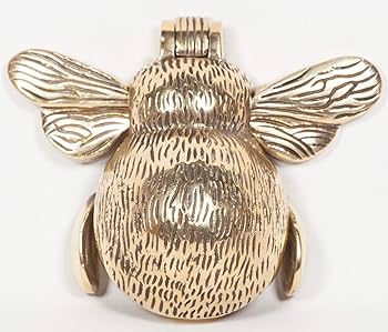 Bee Door Knocker For Front Door | Polished Solid Brass Bee | Brass Knockers With Strike Plate | UPVC | Bumblebee Front Door Furniture With A Unique Design (Pewter