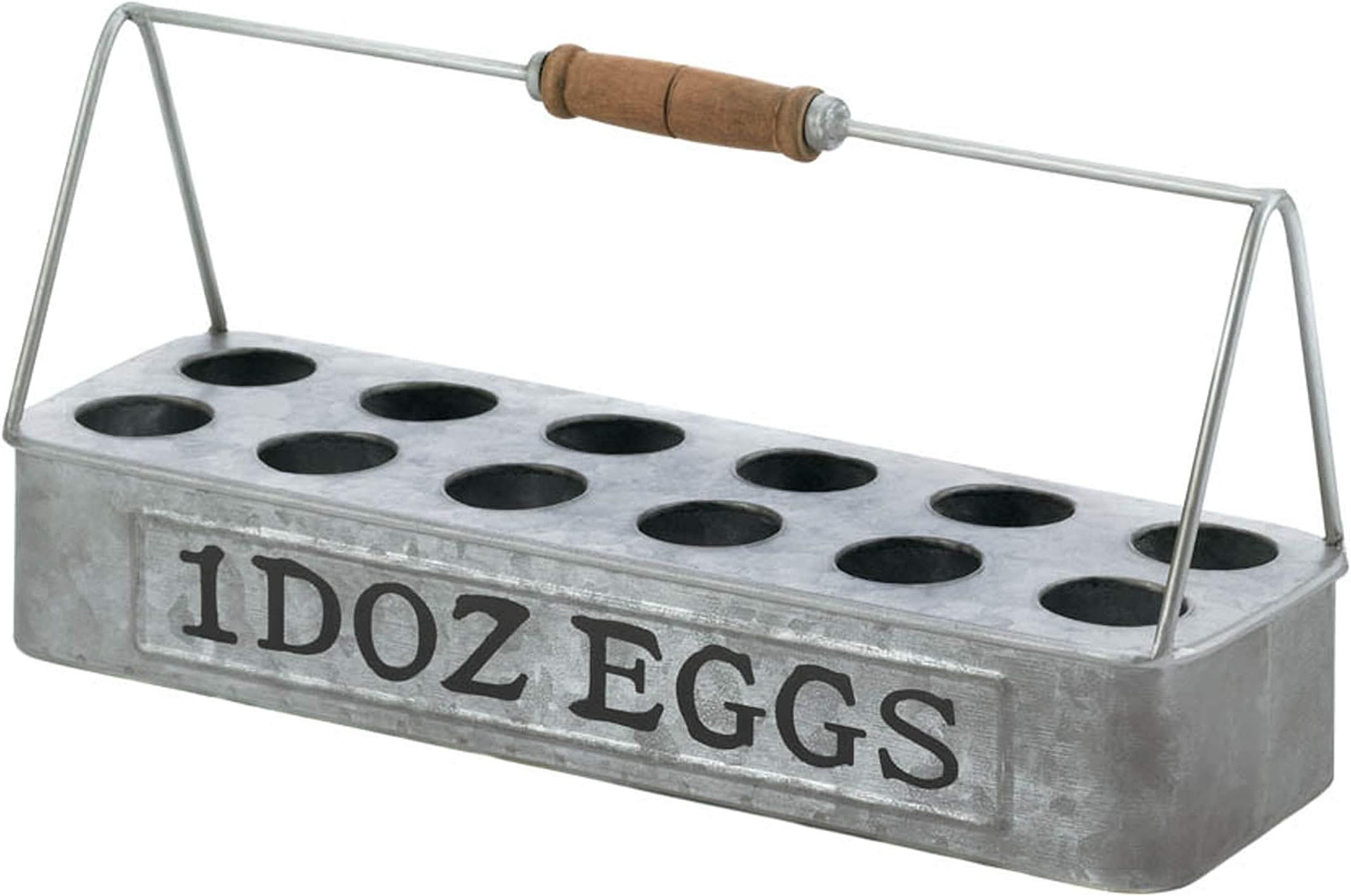 Galvanized Metal Egg Basket 14.25x3.75x6.5