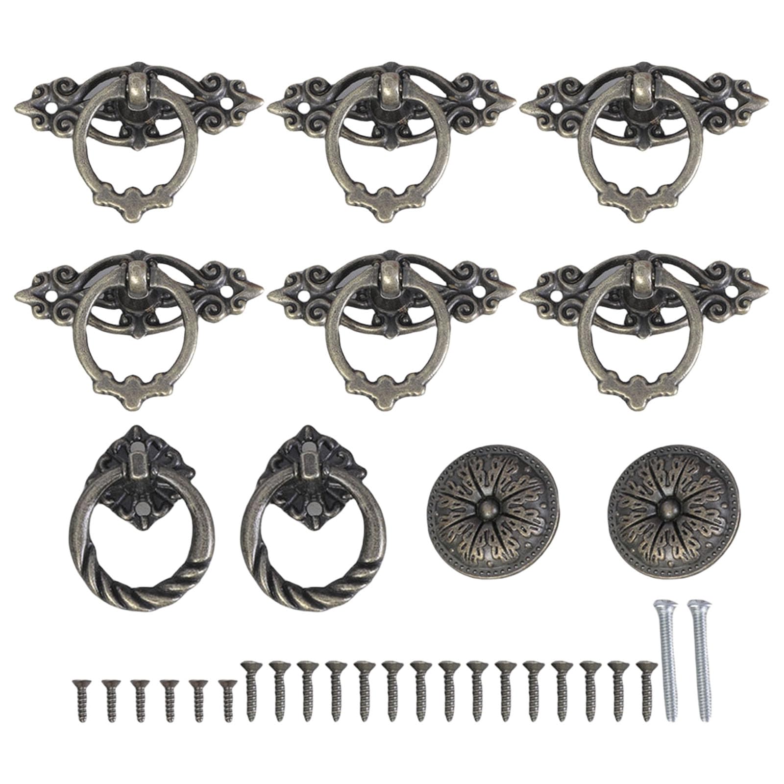 Metal Ring Pull Vintage Style Knob Antique Style Cupboard Handle Quick Install Upgrade for Dresser & Cabinet Ring Pull Handle
