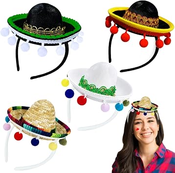 4 Pack Mexican Fiesta Sombrero Hat 