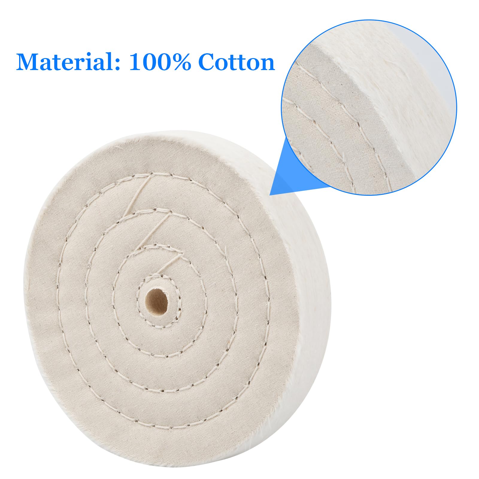150mm Disco di Lucidatura in Cotone 2 Pezzi Rotella di Lucidatura a Forma di Spirale Tampone Lucidante con Foro da 12,7 mm (70 Strati) per Levigatrice da Tavolo Bianco