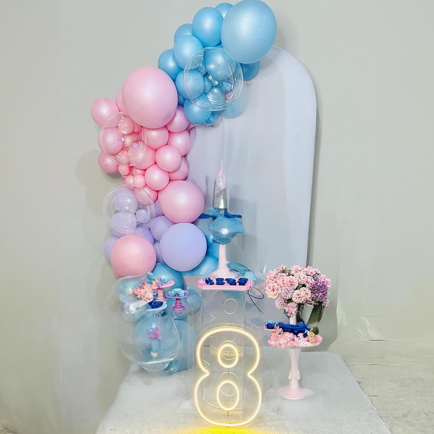 HILAVO Pink Purple Blue Balloon 60Pcs 12 Inch Metallic Pastel Balloon Iridescent Pearl Pink Blue Purple Party Balloons for Girls Mermaid Snowflake Princess Birthday Baby Shower Party Decoration