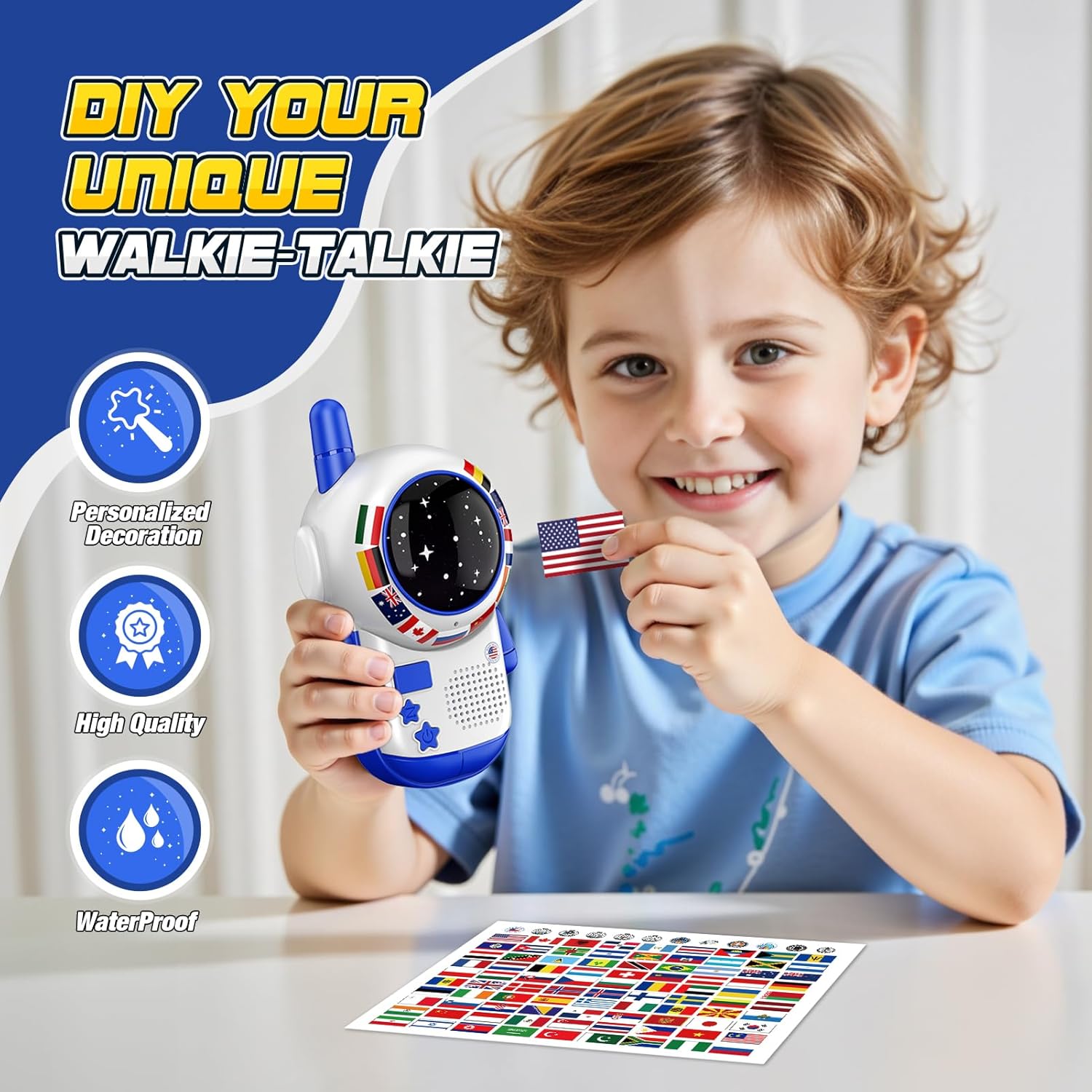 Rechargeable Walkie Talkies Toys for Kids: DIY Astronaut Walkie Talkies for Boys Christmas Birthday Gifts for 3 4 5 6 7 8 9 10 Boy Walkie Talkie Outdoor Hiking Toy 2 Way Radio Camping Outdoor Game