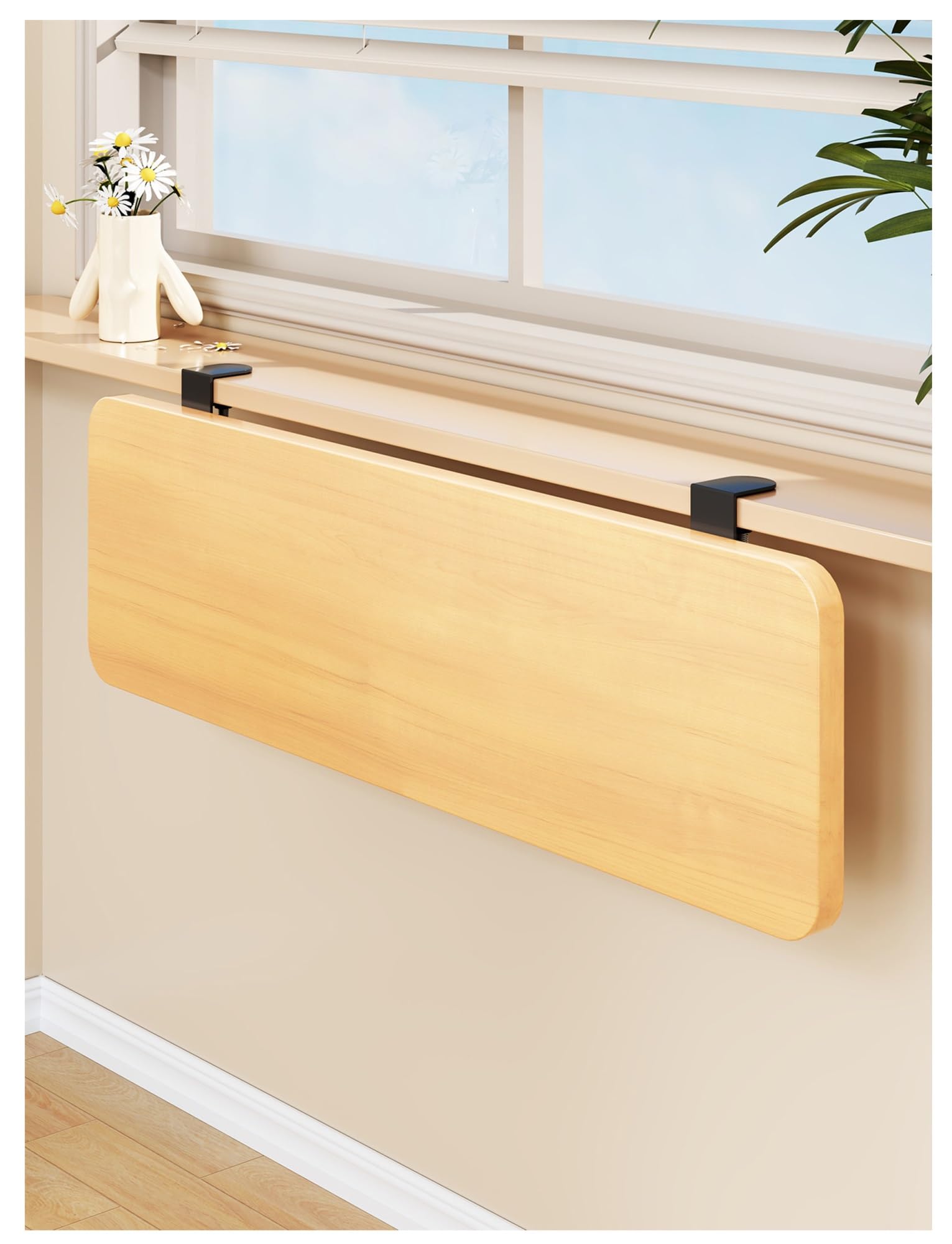 Extensor de alféizar de ventana plegable negro soporte escritorio almacenamiento extra