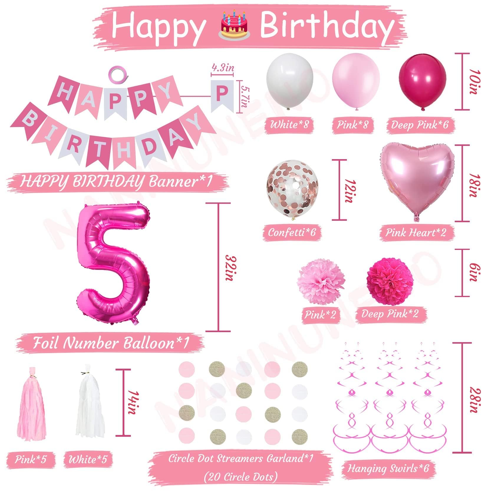 Kit De Globos De Cumpleaños Para 5 Años – Decoración Festiva Y Colorida Para Fiestas Infantiles