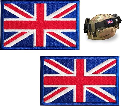 2PCS Tactical Great British Union Jack Patch,Tactical Union Jack Embroidered Flag,United Kingdom Embroidered Fabric Patch Hook and Loop Applique for Tactical Backpack,Hats Jacket Pants8x5cm