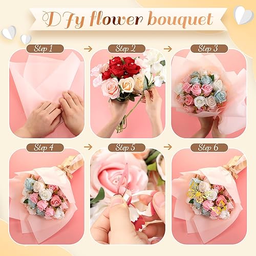 Miniatura 5 de Jetec Juego de 320 piezas de papel de regalo de flores, 200 hojas de papel de regalo floral con 120 piezas 3D de mariposa dorada para decoración de