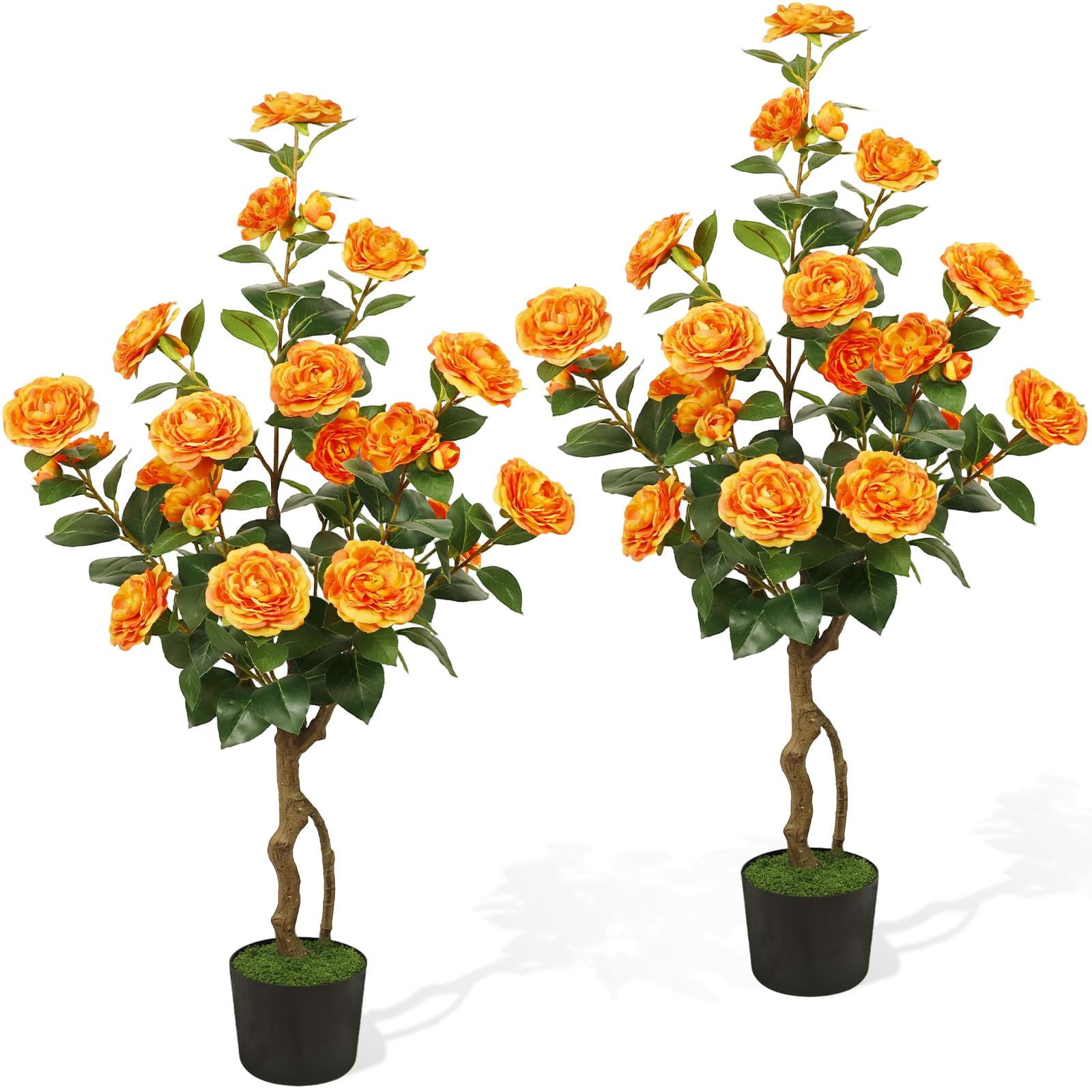 Camélias artificiels orange pour sublimer votre porche et votre salon chaleureusement