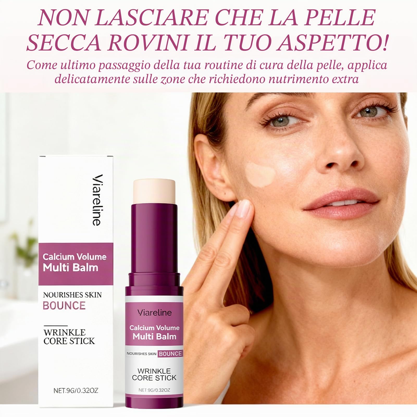 Calcium Volume Multi Balm, Calcium Multi Balm Stick, Crema di Calcio Anti-Invecchiamento, Stick Coreano Viso Antirughe, Sticks di Calcio Idratanti per Occhi, Viso, Collo