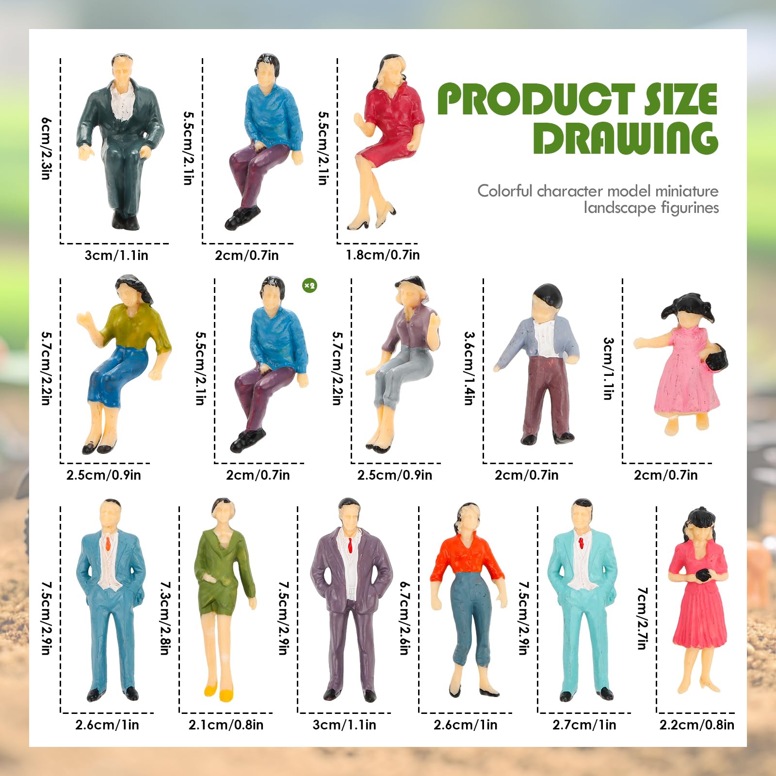 14 sztuk miniaturowych figur w różnych pozach, malowane modele figur do modelarstwa w skali różne pozycje miniaturowe ludzi 1:25 Stojące i siedzące figurki ludzi model architektoniczny