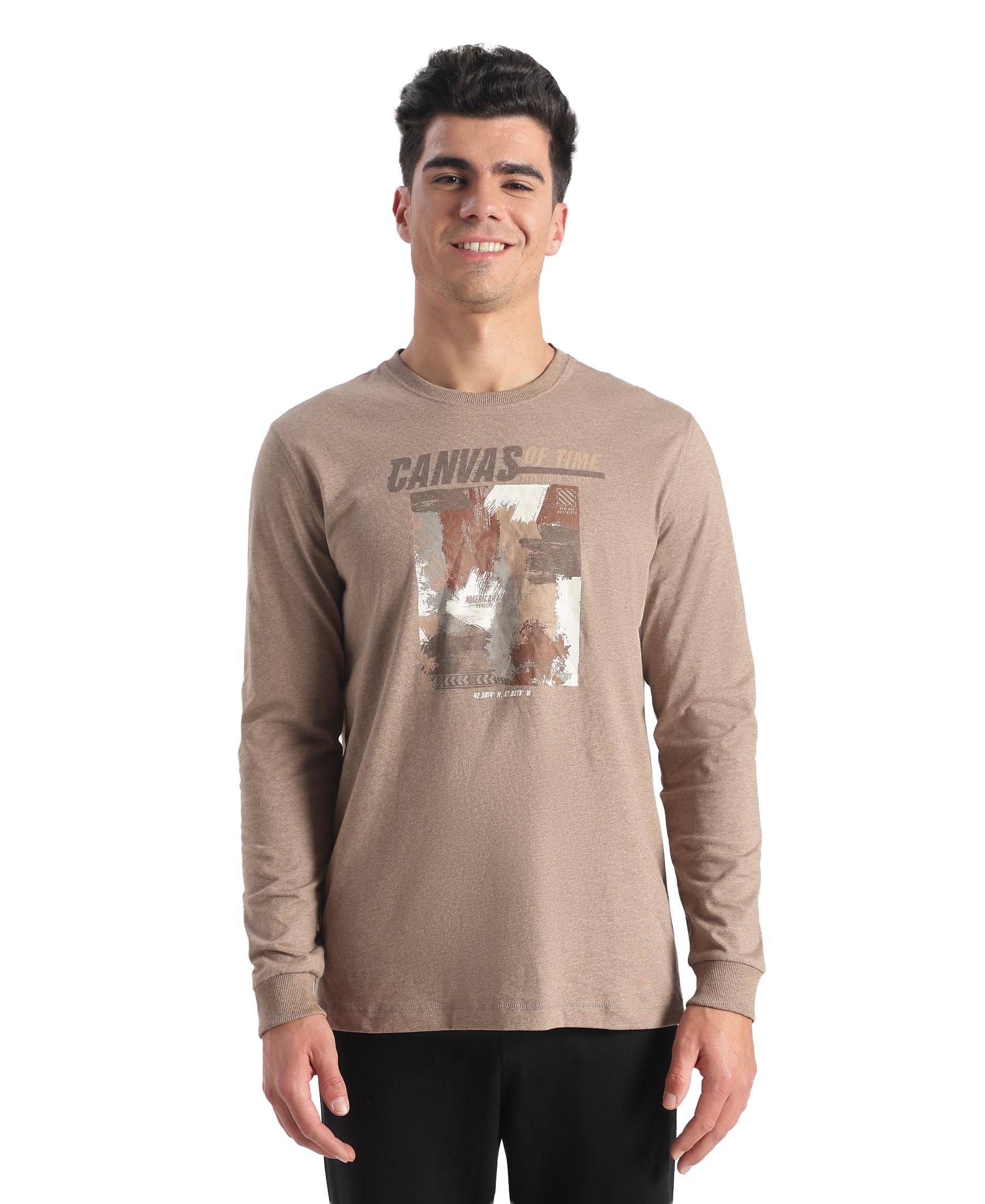 jockey US82 Men's Super Combed Cotton Rich Graphic Printed Round Neck Full Sleeve T-Shirt_Brownie Melange_M-picture-23