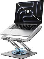 Vista 1 de Soporte Ajustable para Laptop de Escritorio con Base de 360°, Elevador Ergonómico para Laptop, Montaje, Soporte para Computadora Notebook para Gris