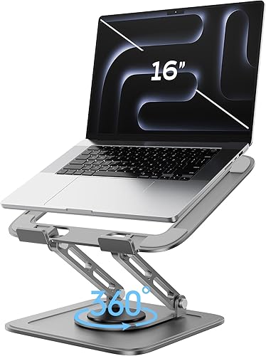Soporte ajustable para computadora portátil con base 360, elevador ergonómico para laptop, soporte, soporte para computadora portátil para MacBook