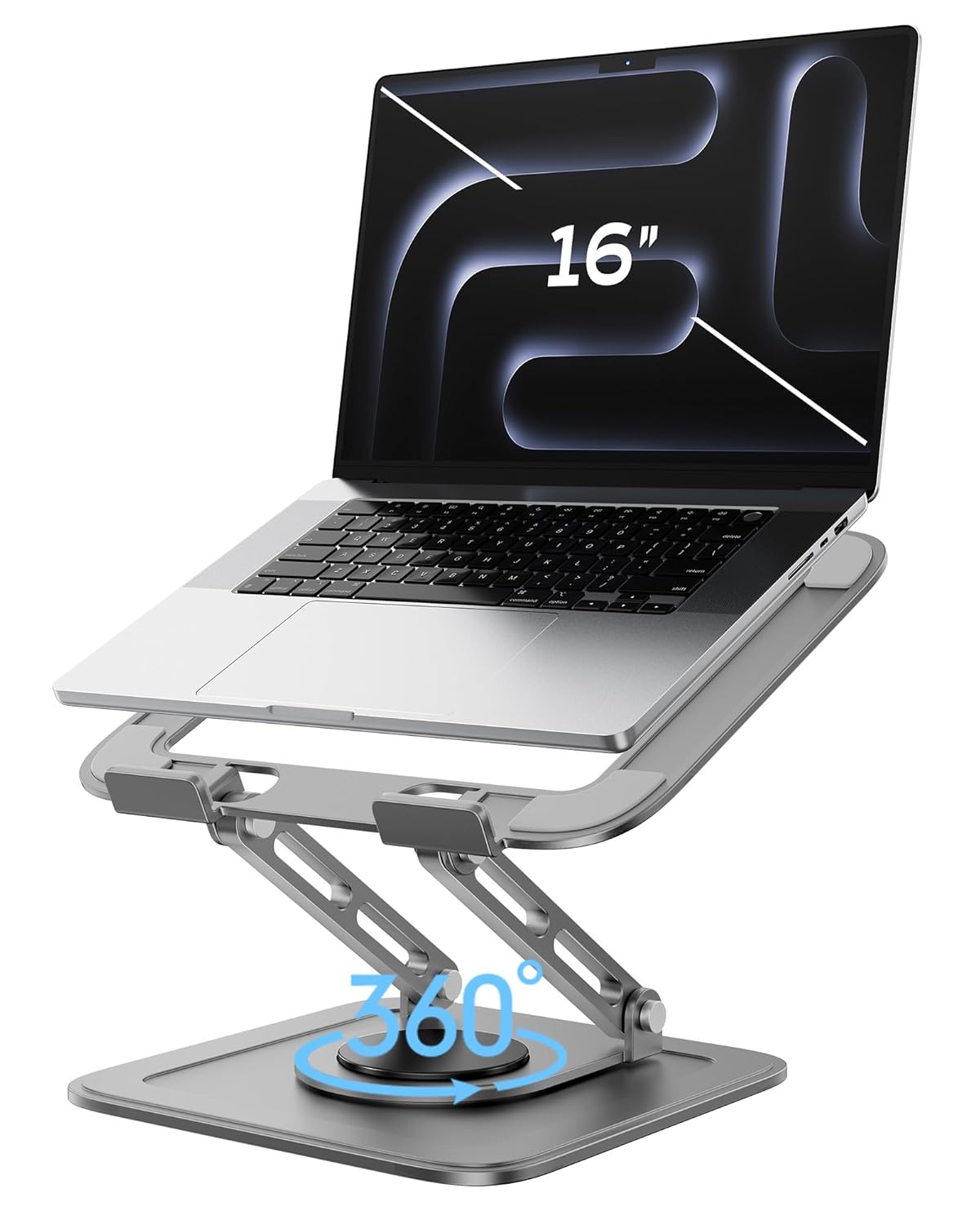 Adjustable Laptop Stand for Desk with 360 Base, Ergonomic Laptop Riser, Mount, Holder Notebook Computer Stand for MacBook Air Pro, HP, Dell, XPS, HP 16″ Laptops – Gray Adjustable Laptop Stand for Desk with 360 Base, Ergonomic Laptop Riser, Mount, Holder Notebook Computer Stand for MacBook Air Pro, HP, Dell, XPS, HP 16″ Laptops – Gray