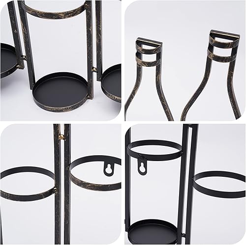 Miniatura 5 de Estante de vino montado en la pared, estante de vino para 5 botellas, forma única de botella de vino, diseño retro, soporte de pared para exhibición