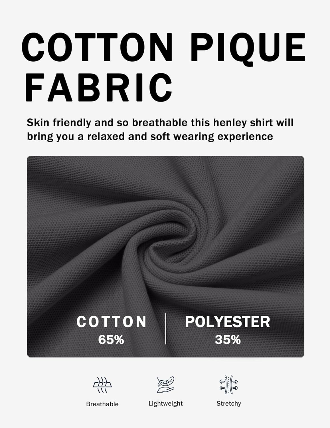 COOFANDY Men's Casual Henley Shirt Short Sleeve Cotton Pique Band Collar Shirt Summer Button Basic Tee Shirts - Image 4