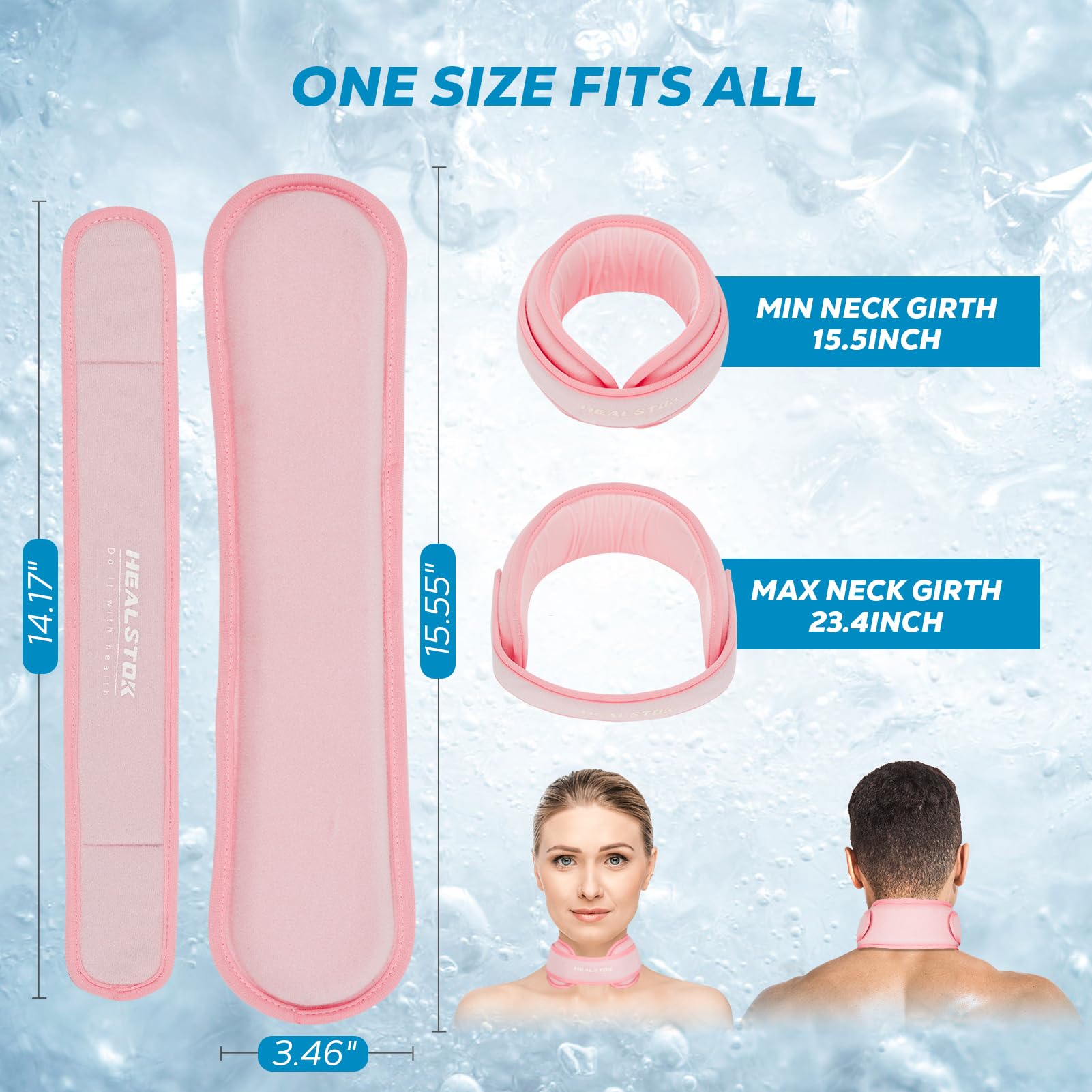 Bolsa de hielo para el cuello, bolsa de hielo cervical, compresa fría para lesiones de cuello, reutilizable, terapia fría y caliente, ajustable, flexible, gel para aliviar la presión, color rosa