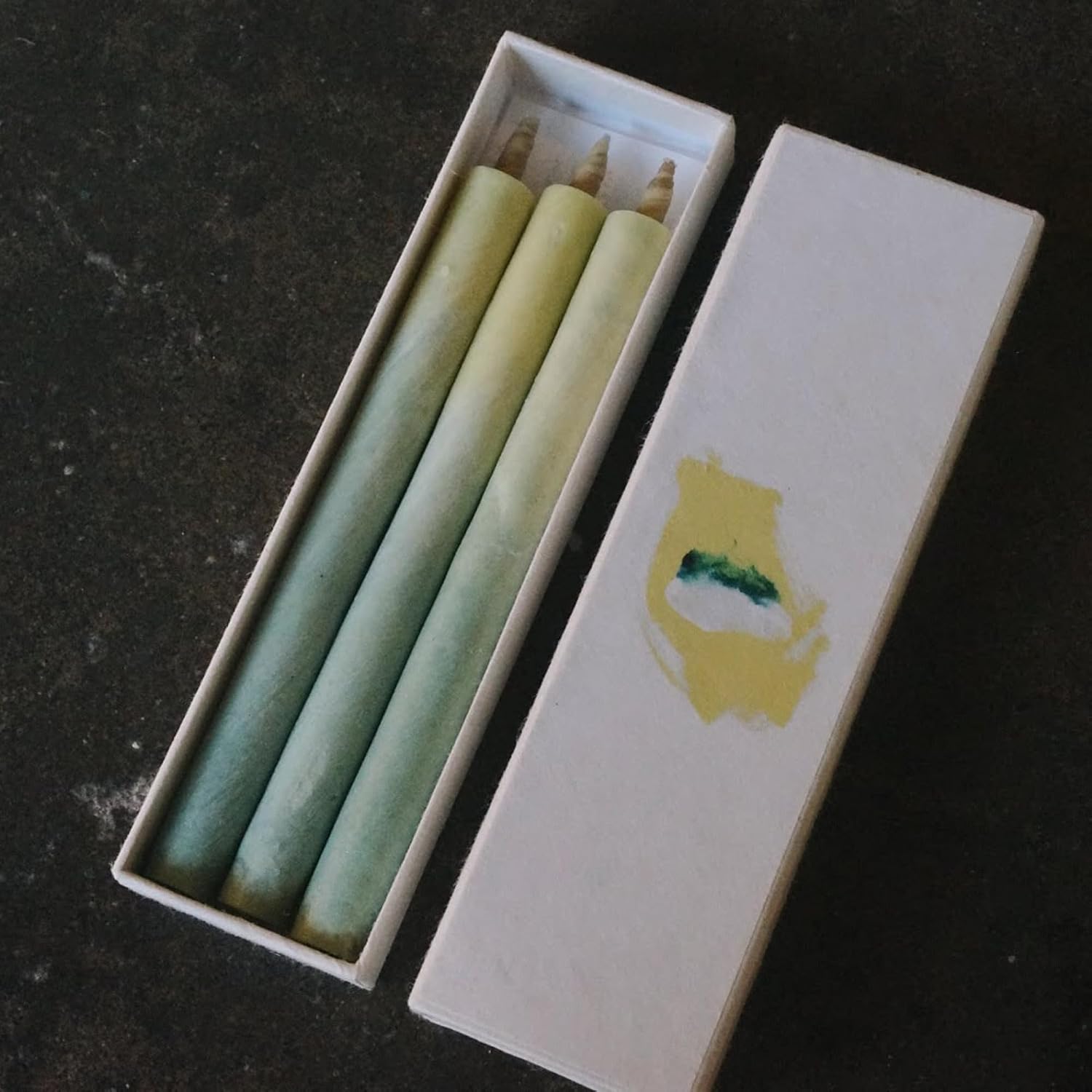 IPPINKA Vegetable Haze Candles - Dripless - Smokeless - 90 Minutes Burning Time - Handmade in Japan - Gradation - Yellow & Blue