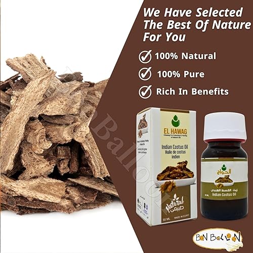 Miniatura 3 de 1 paquete de aceite de Costus indio puro y natural prensado en frío El Hawag Elhawag natural concentrado crudo perfecto fresco para cuerpo y piel,