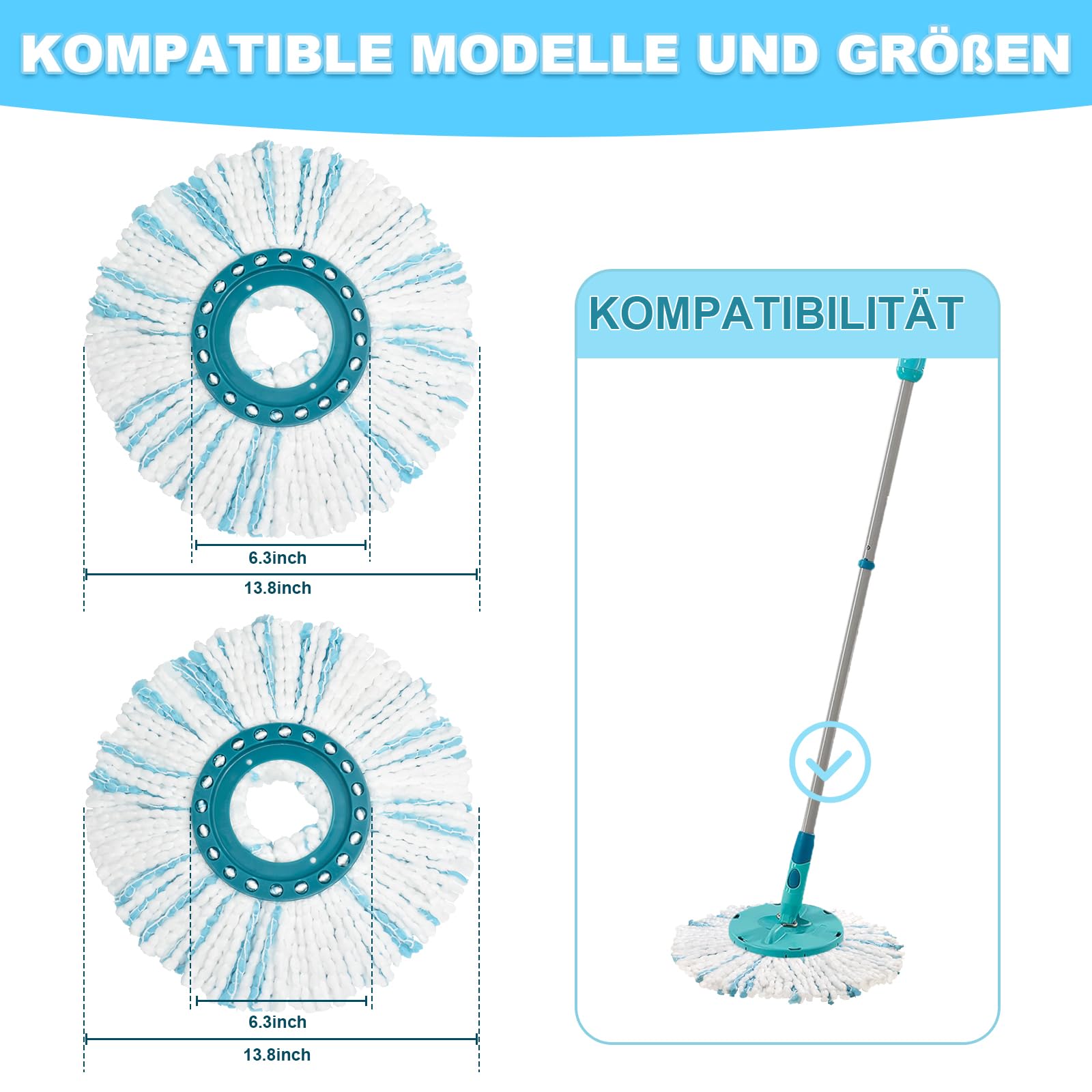 3 Pezzi Ricambio Mocio per Leifheit Clean Twist Disc Mop Ergo