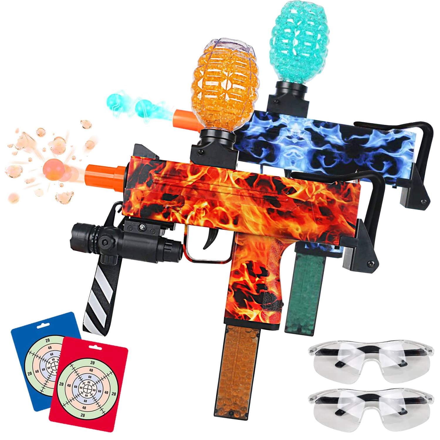 2 Pack Gel Ball Blaster Automatic Toys -100 FPS with 100000+ Outdoor Backyard Shooting Game Activilies ldeal Gift for 14+ Year Old