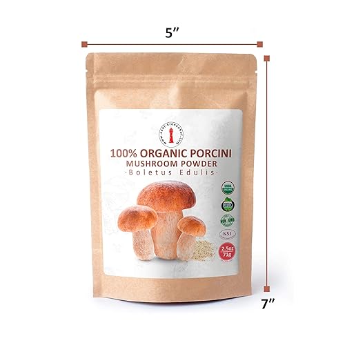 Miniatura 4 de Polvo de hongos porcini secos orgánicos, 2.5 onzas, certificado por USDA, Kosher, vegano, vegetariano, sin OMG, sin gluten, 2.5 onzas