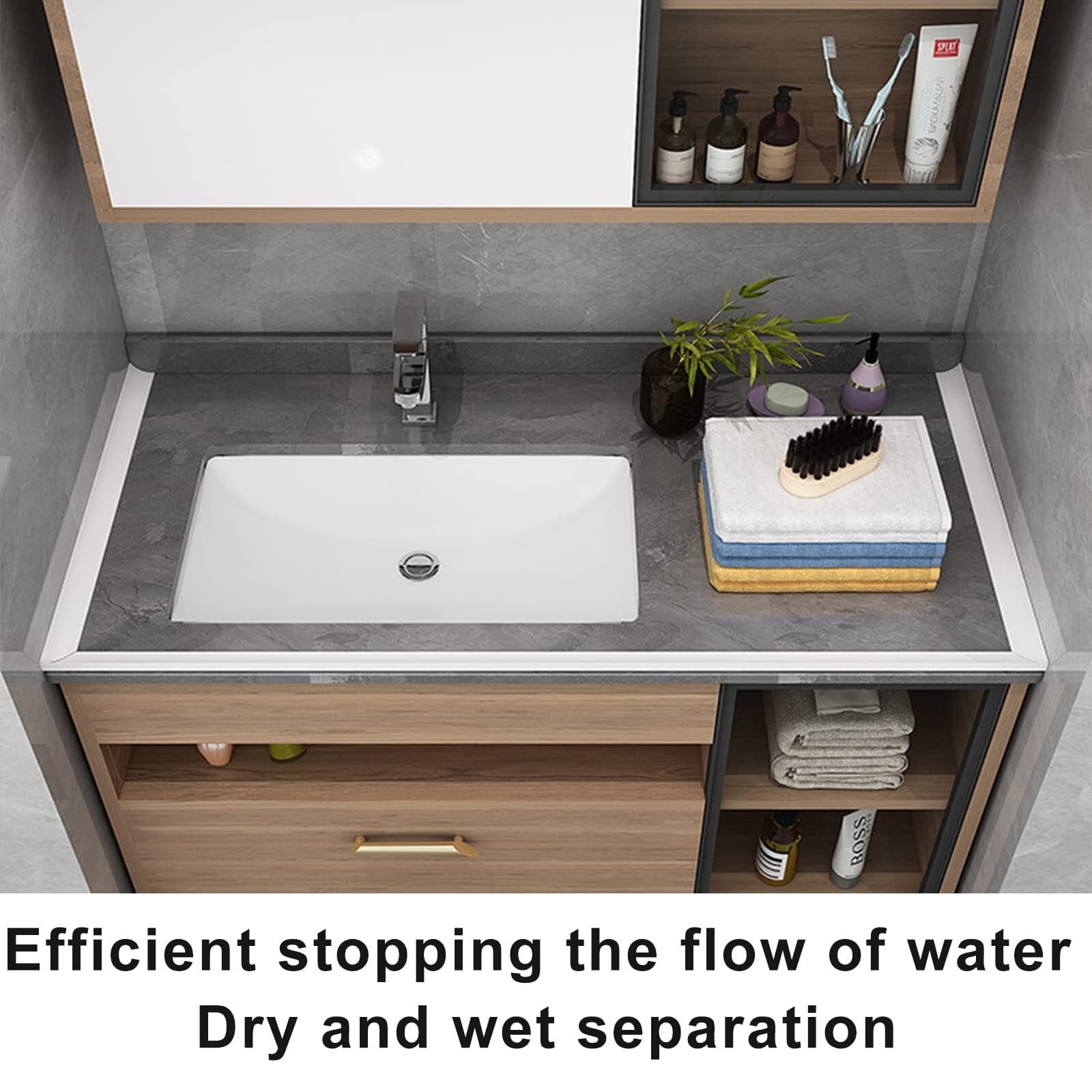 2M Silikon-Duschwannen-Dichtungsstreifen, Duschwasserbarriere, Badezimmer-Wasserstreifen, Duschwannen-Dichtungsstreifen, Wasserbarriere for Nassräume, Wasserbarrierenstreifen, for Küchen-WC-Boden