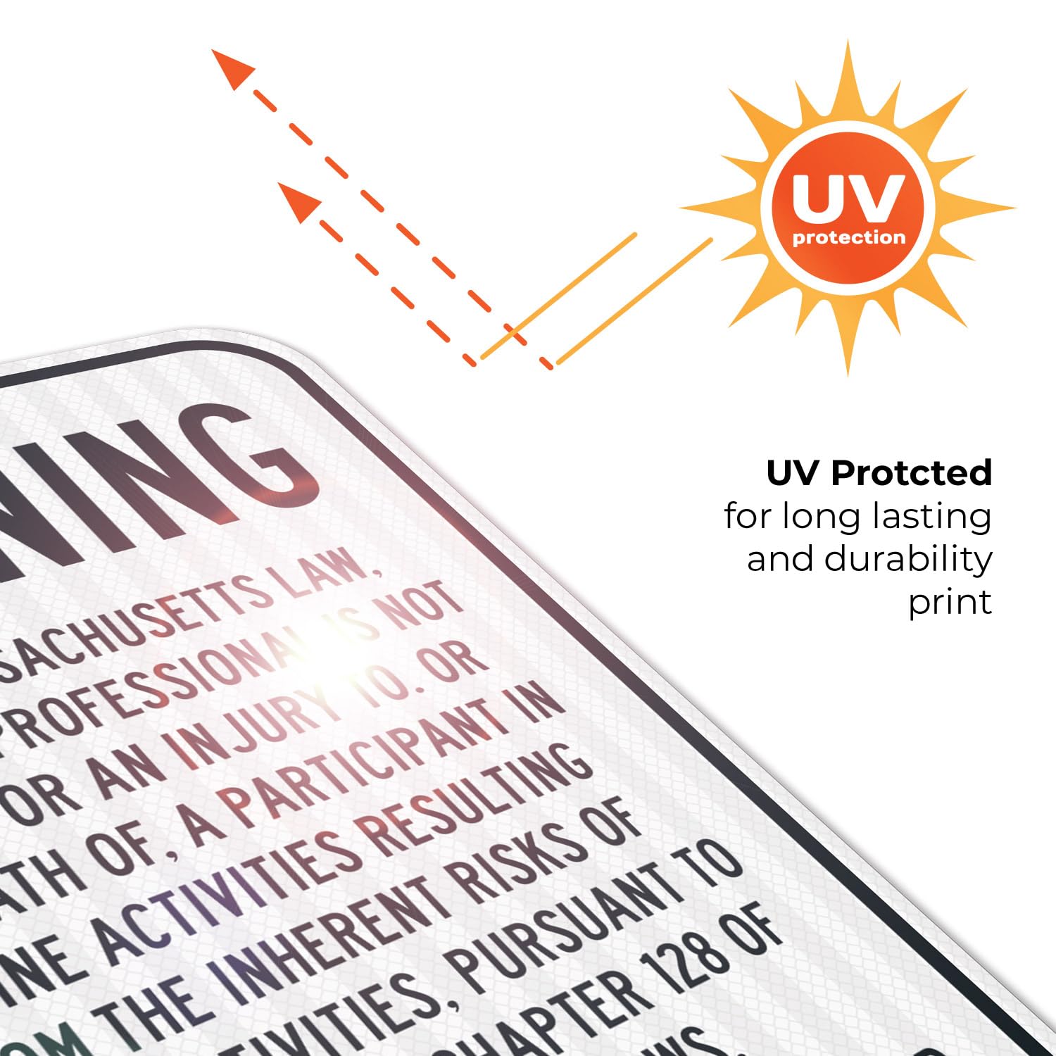 Warning Under Massachusetts Law an Equine Professional is Not Liable for an Injury Sign, 12x18 Inches, 3M EGP Reflective .063 Aluminum, Fade Resistant, Made in USA