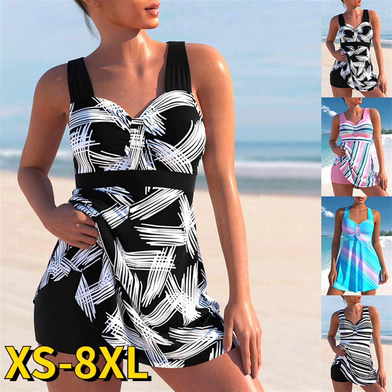 Set Bikini con Stampa A Righe Estive Femminili Costume da Bagno Donna Costume da Bagno Sexy Set Due Pezzi Costumi da Bagno Bikini Larghi