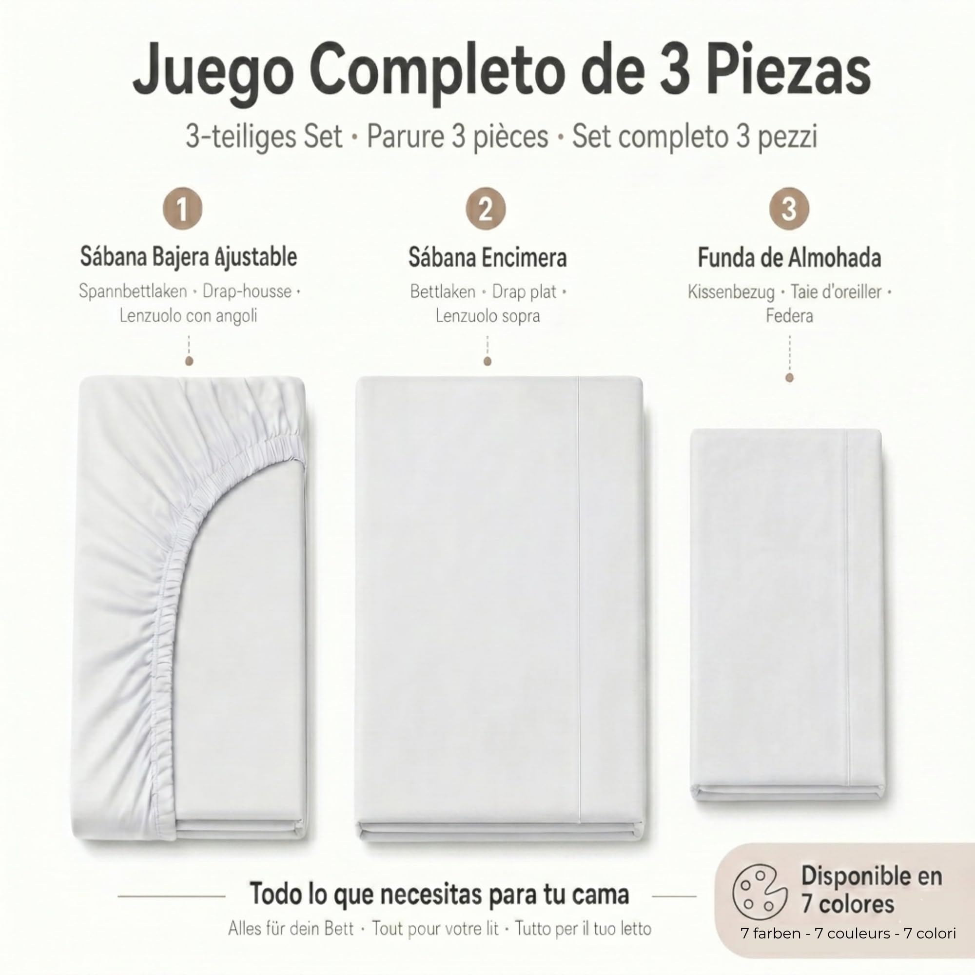 Degrees home - Zestaw pościeli premium 90 x 190-3 elementy, prześcieradło 90 x 190, prześcieradło z gumką 90 x 190, regulowane, 1 poszewka na poduszkę 80 x 50