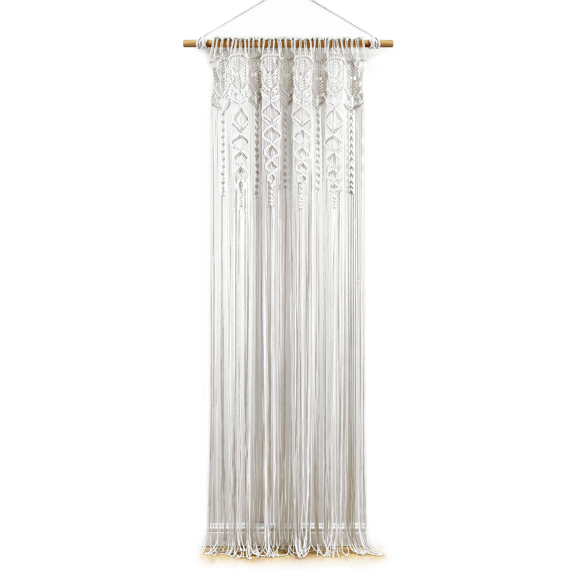 Lush Decor Rideau de fenêtre bohème en Coton texturé en macramé, 213,4 cm (L) x 101,6 cm (l) - Blanc