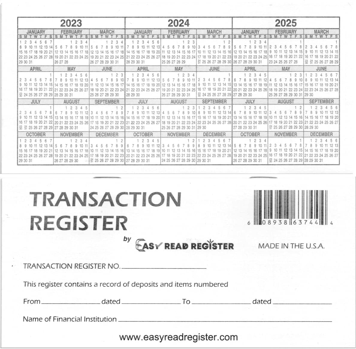 12 Check Registers for Personal Checkbook Made in The