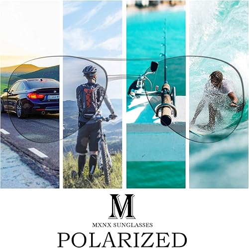 Miniatura 6 de mxnx Gafas de sol de aviador para hombre, polarizadas, protección UV, ligeras, para conducir, pesca, deportes, MX208