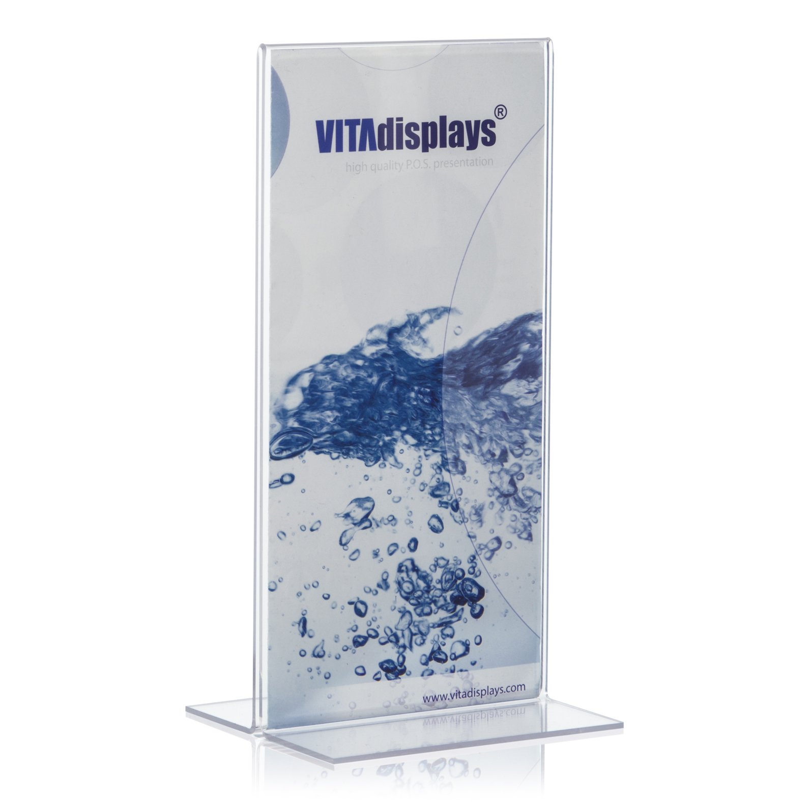 VITAdisplays Advertising Stands, T-Stands, DIN Long, DL Transparent, Made of Original Plexiglas, Pack of 5 - Image 2