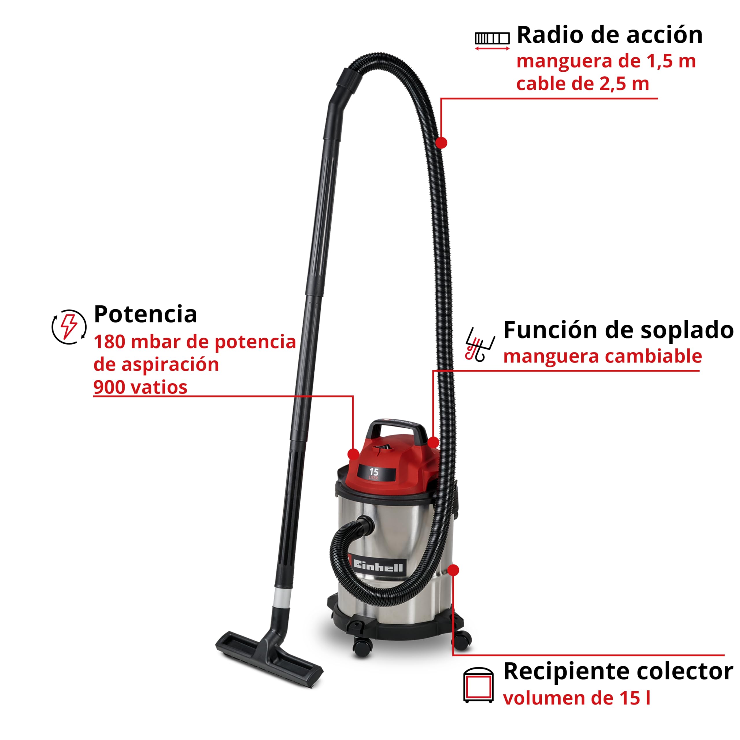 Einhell Aspirador en seco y húmedo TC-VC 1540 S