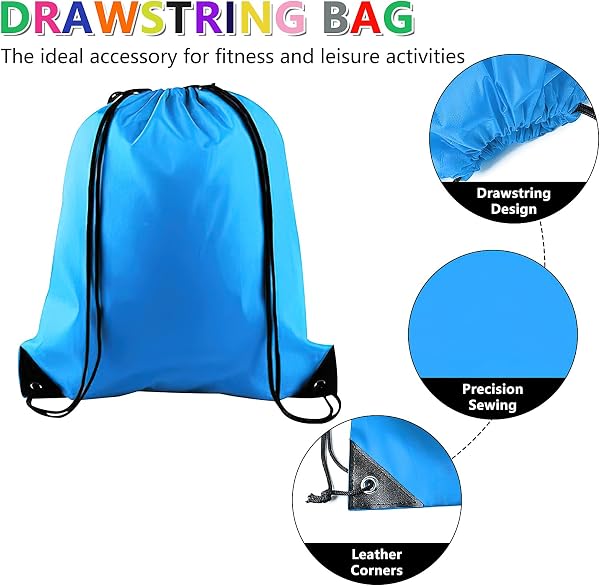 YFNVH Lot de 64 sacs de gym avec cordon de serrage - En polyester - Imperméable - Pour enfants, garçons, filles, voyage, fête, camping, fitness, sport - 8 couleurs - 3